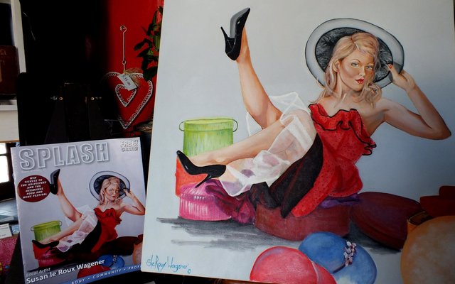  Die skildery van Susan le Roux Wagener wat volgrote op die Augustus-uitgawe van die Overberg Splash pryk